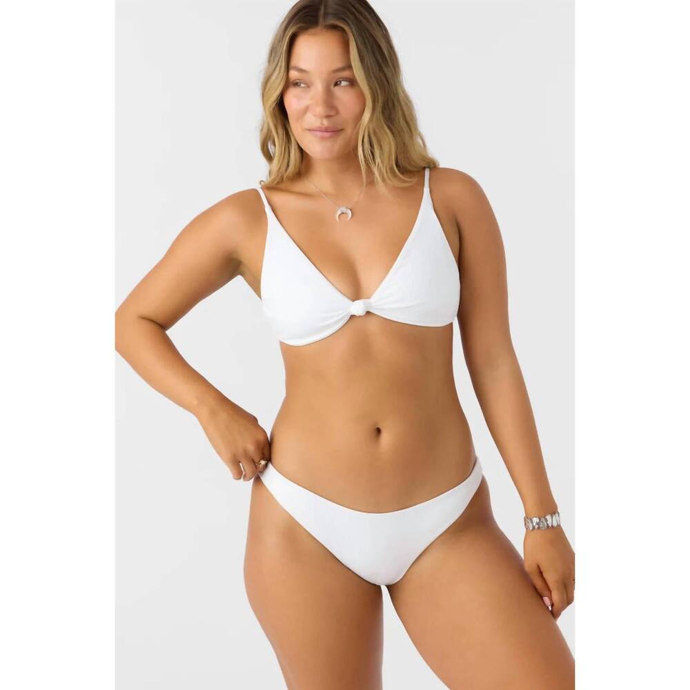 NEW O'NEILL saltwater solids rib pismo bikini top in white